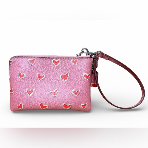 COACH Corner Zip Wristlet in Heart Print Leather - Picture 6 of 7